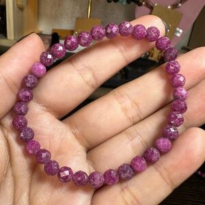 (Five) 6mm faceted genuine ruby bracelets